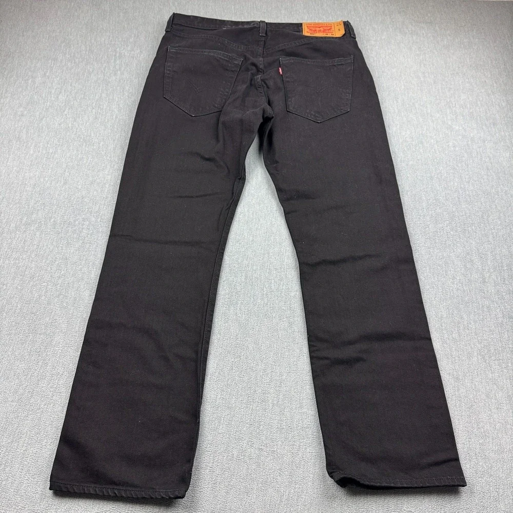 Levis 501 Jeans Mens 36X32 Black Button Fly Straight Cotton Classic Denim Pants